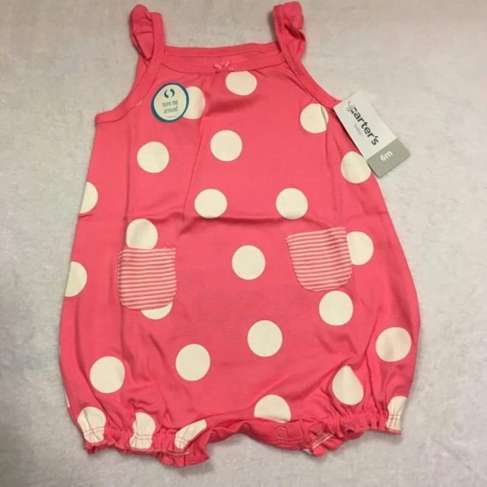 Carter’s Baby Girls Pink & White Polka Dot Romper